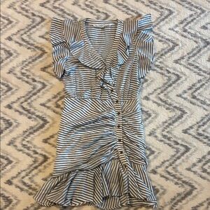 Veronica Beard Navy and White Asymmetrical Mini Dress